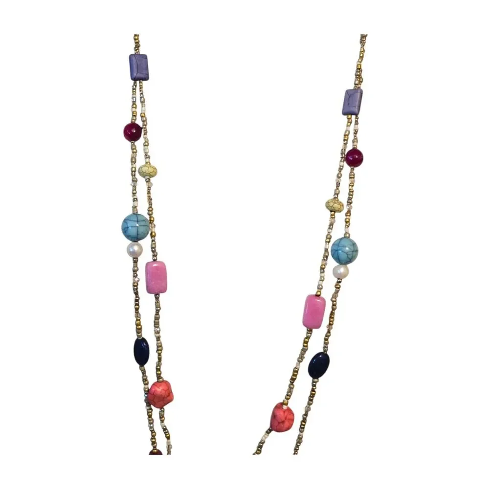 Chicos Necklace Chico’s Multicolor Beads Various Shapes Bohemian Style 36" - Picture 4 of 7